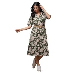 BIBA Women Below The Knee Cotton Straight Printed Dress